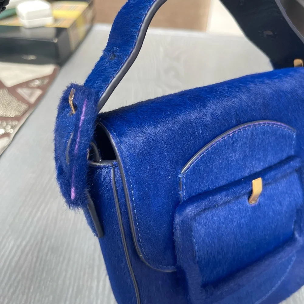 Tory Burch BLUE Mini Pony Hair Shoulder Bag